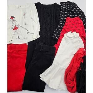 9 Piece Gap Girl's 4/5 Red/White/Black Bow Pants, Dress, Tops, Tights Lot